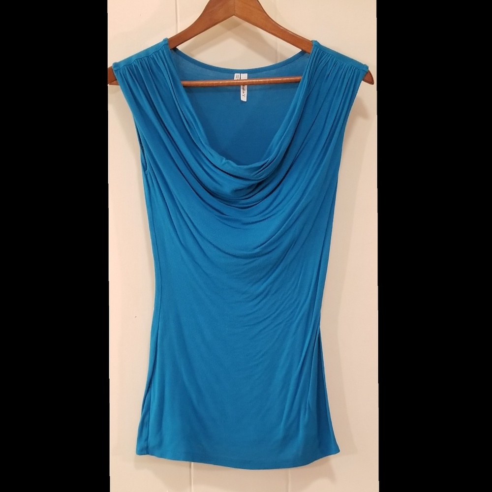 FINAL SALE! Ruched, Sleeveless Cowl Neck Shell EUC